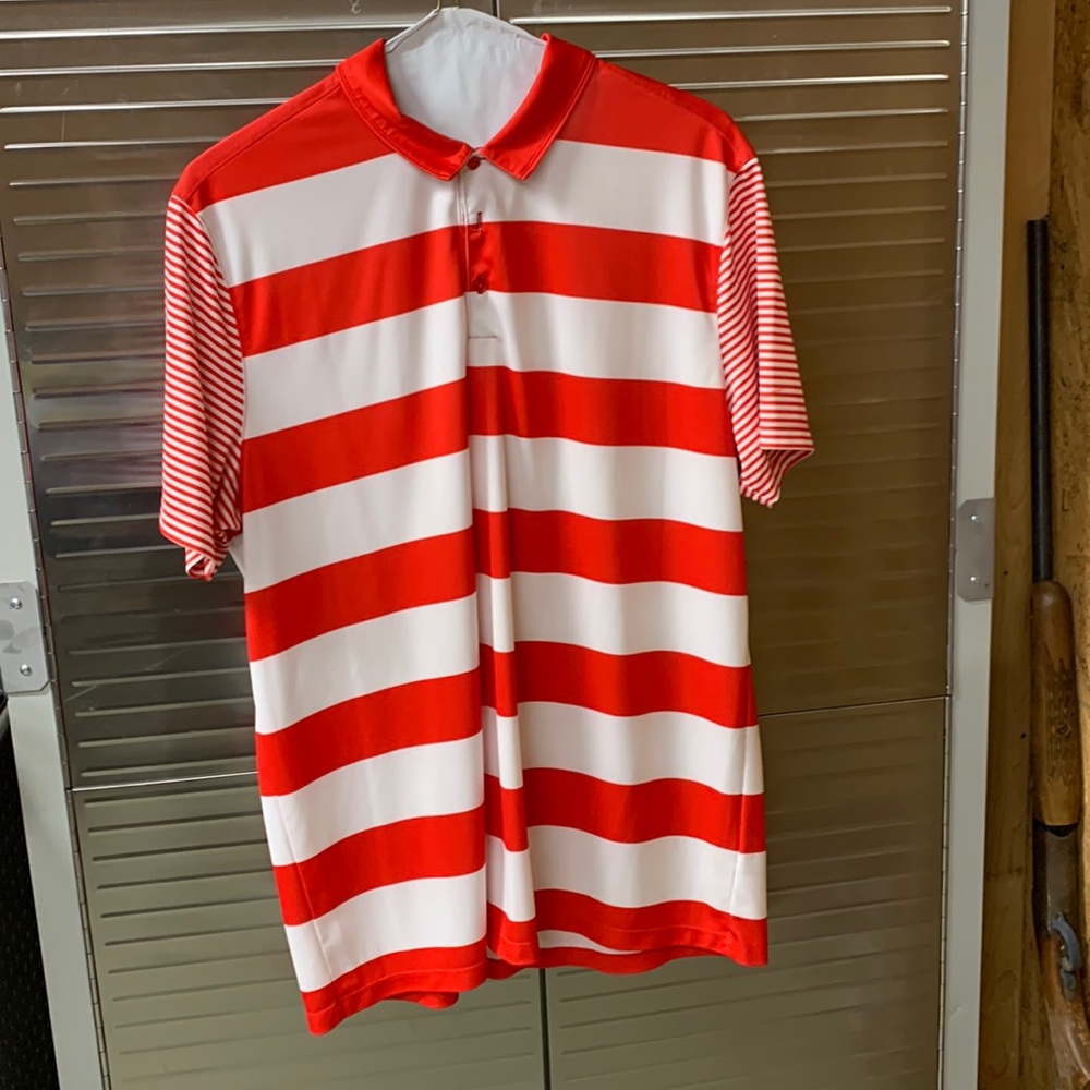 NIKE GOLF - Men’s XL Standard Fit Dri-fit, red & White Striped